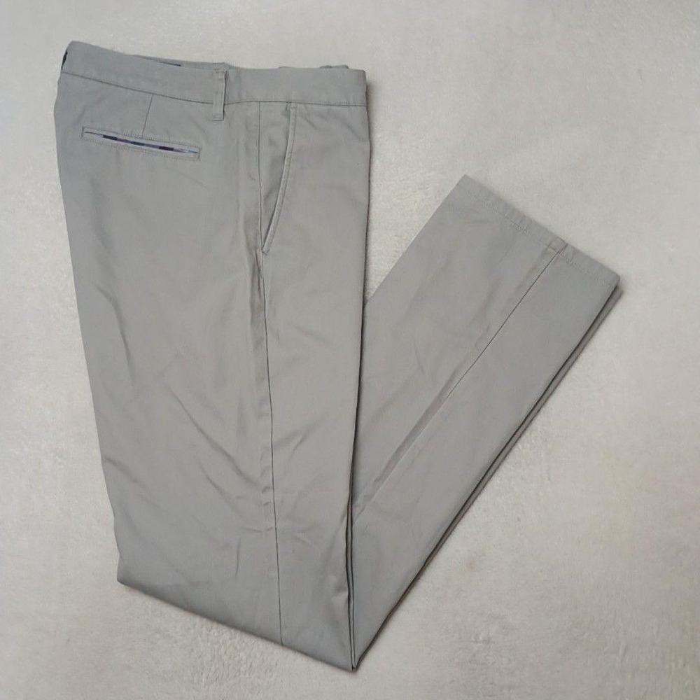 Bonobos Pants Men 34x34 Gray Washed Chino Flat Straight Leg Cotton Casual Work